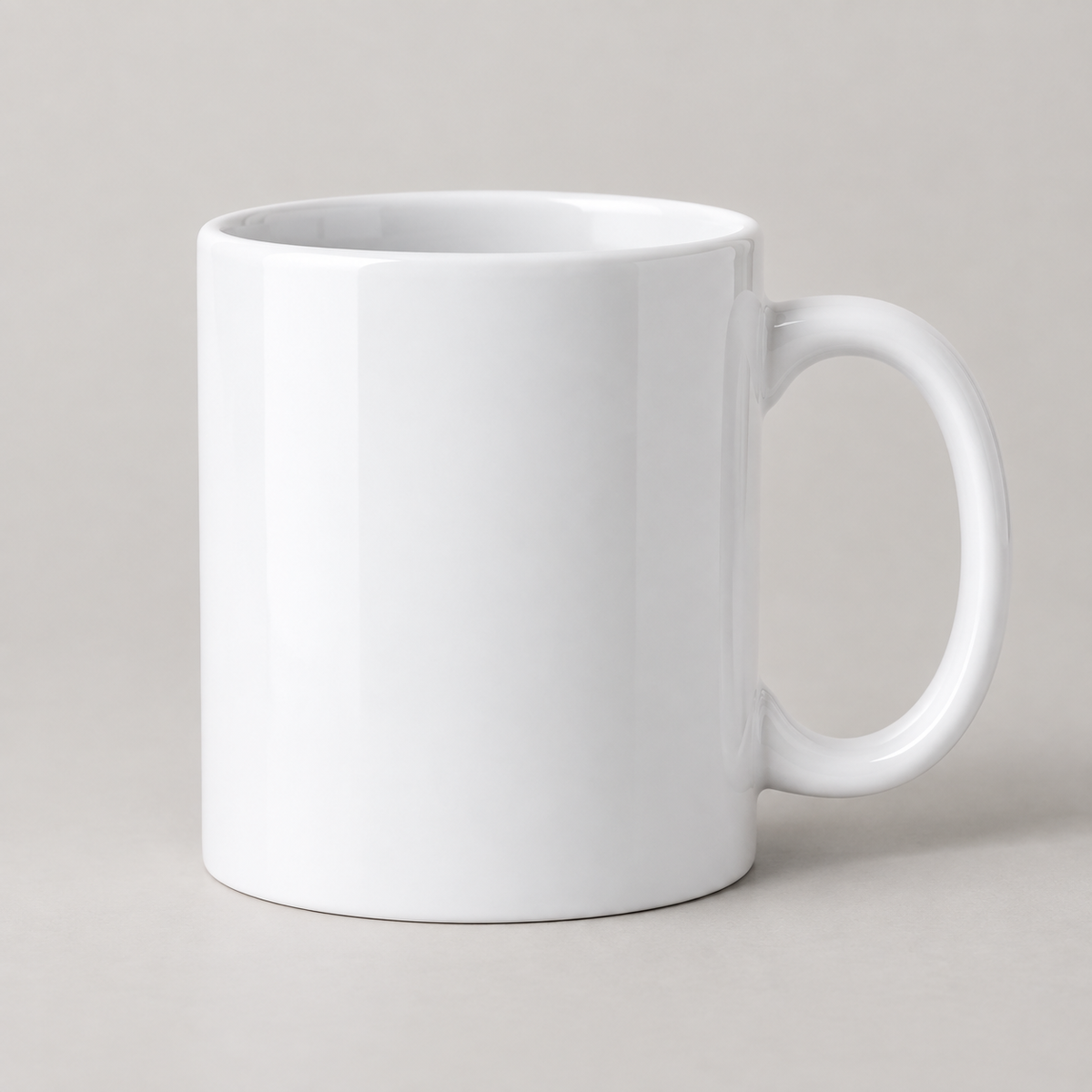 Illustrative mockup of the plain white custom-image mug